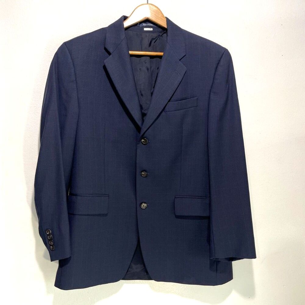 Ralph Lauren pure new wool sport coat blazer muted blue plaid accademia men 42